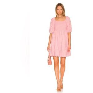 BCBGeneration Blossom Pink Preppy Lined Puff Sleeve Dress Size XS